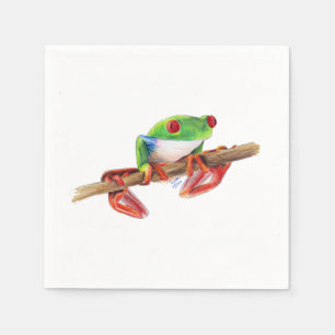 Treefrog boom kikker schattig dier illustratie tek servet