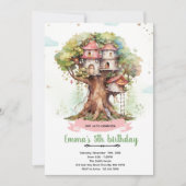 Treehouse girl party invitation (Devant)