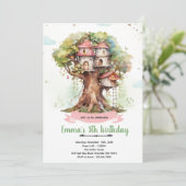 Treehouse girl party invitation (Debout devant)