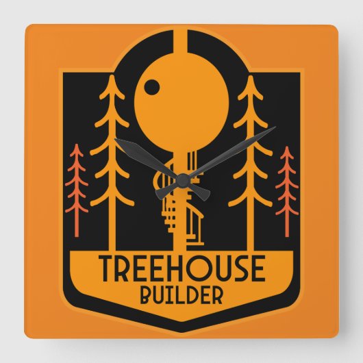 Treehouse Master Builder Vierkante Klok (Voorkant)