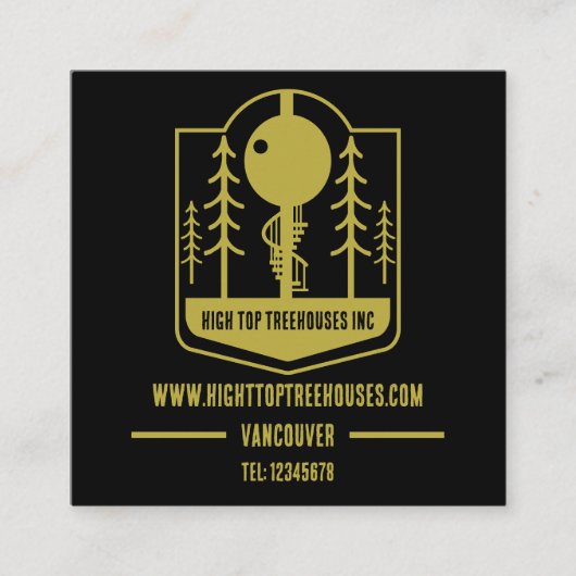 Treehouse Master Builder Vierkante Visitekaartje (Voorkant)