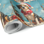 Treeing Walker Coonhound Christmas Beach Cadeaupapier (Rol Hoek)