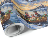 Treeing Walker Coonhound Christmas Boat Holiday Cadeaupapier (Rol Hoek)