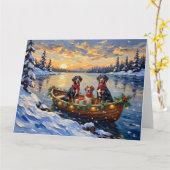 Treeing Walker Coonhound Christmas Boat Holiday Kaart (Gele Bloem)