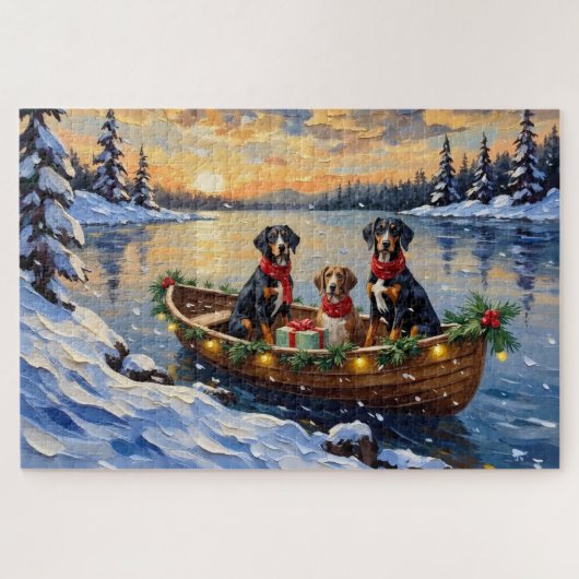 Treeing Walker Coonhound Christmas Boat Holiday Legpuzzel (Horizontaal)