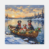 Treeing Walker Coonhound Christmas Boat Holiday Magneet (Voorkant)