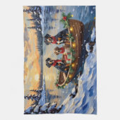 Treeing Walker Coonhound Christmas Boat Holiday Theedoek (Verticaal)