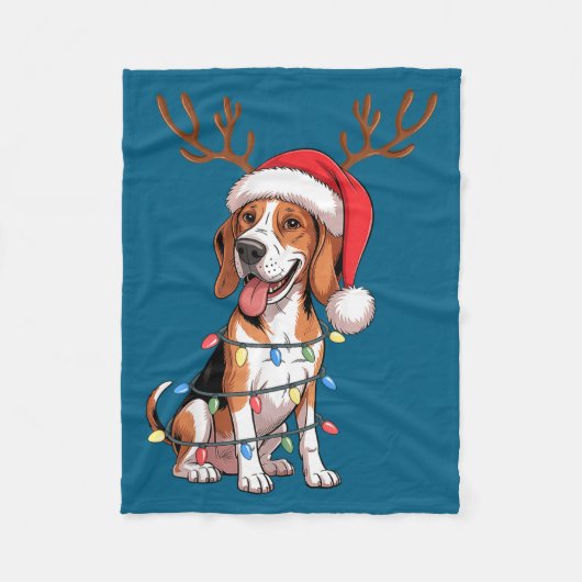 Treeing Walker Coonhound Dog Christmas Lights Sant Fleece Deken (Voorkant)