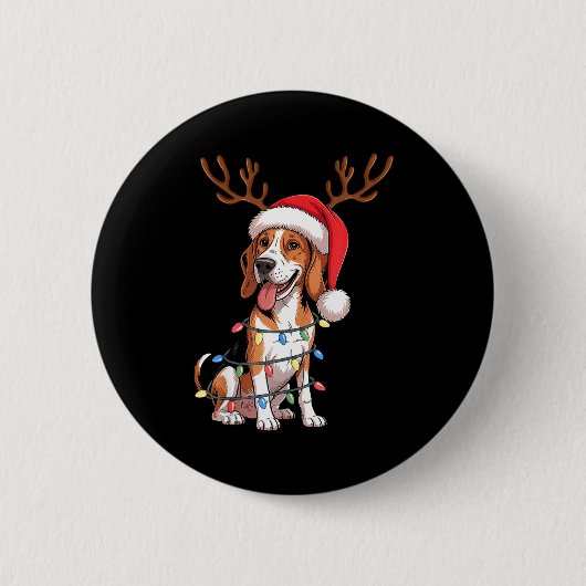 Treeing Walker Coonhound Dog Christmas Lights Sant Ronde Button 5,7 Cm (Voorkant)