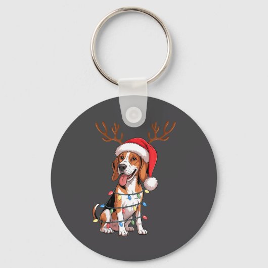 Treeing Walker Coonhound Dog Christmas Lights Sant Sleutelhanger (Voorkant)