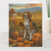 Treeing Walker Coonhound Dog Herfst Thanksgiving Kaart (Voorkant)