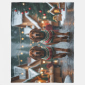 Treeing Walker Coonhound Dogs Christmas Snow Fleece Deken (Voorkant)