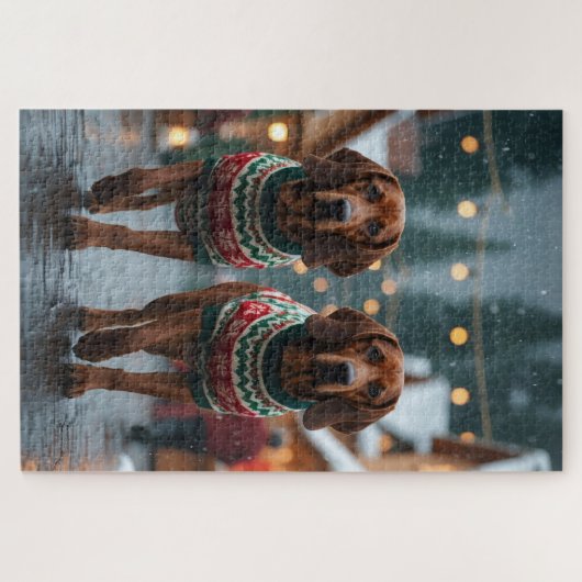 Treeing Walker Coonhound Dogs Christmas Snow Legpuzzel (Horizontaal)