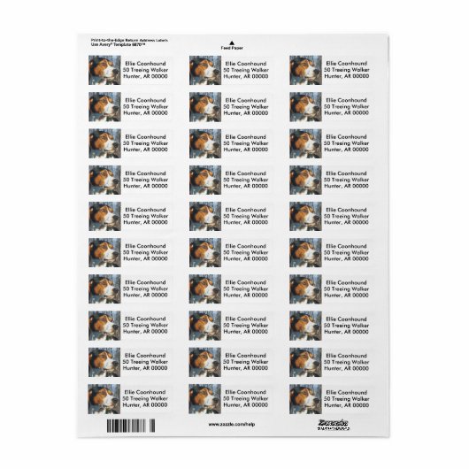 Treeing Walker Coonhound Etiket (Full Sheet)