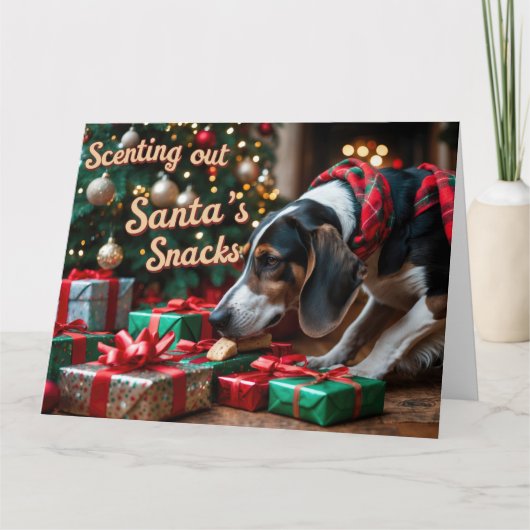 Treeing Walker Coonhound Feestelijke Kerstvakantie Kaart (Voorkant)