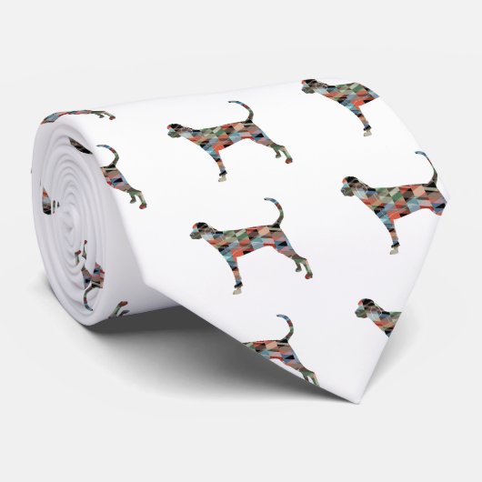 Treeing Walker Coonhound Geometric Silhouette Stropdas (Opgerold)