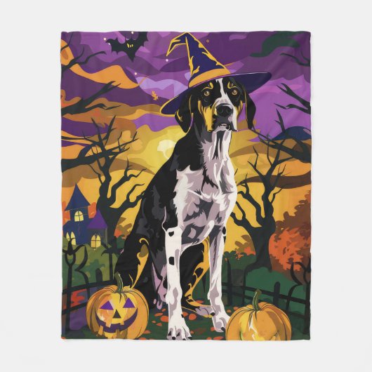 Treeing Walker Coonhound Halloween Witch Pumpkin Fleece Deken (Voorkant)
