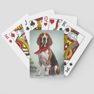 Treeing Walker Coonhound-hond in Sneeuw Kerstmis Pokerkaarten