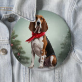 Treeing Walker Coonhound-hond in sneeuw Kerstmis Ronde Button 6,0 Cm (In situ)