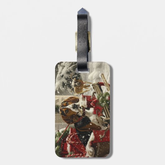 Treeing Walker Coonhound Hond Kerstfeest Bagagelabel (Achterkant verticaal)
