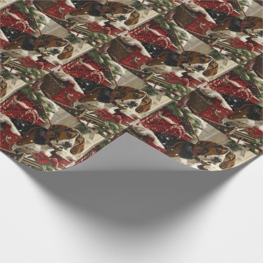 Treeing Walker Coonhound Hond Kerstfeest Cadeaupapier (Hoek)