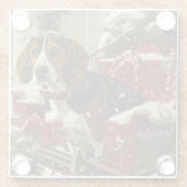 Treeing Walker Coonhound Hond Kerstfeest Glazen Onderzetter (Achterkant)