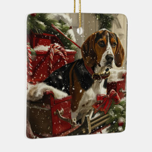 Treeing Walker Coonhound Hond Kerstfeest Keramisch Ornament