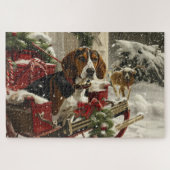 Treeing Walker Coonhound Hond Kerstfeest Legpuzzel (Horizontaal)