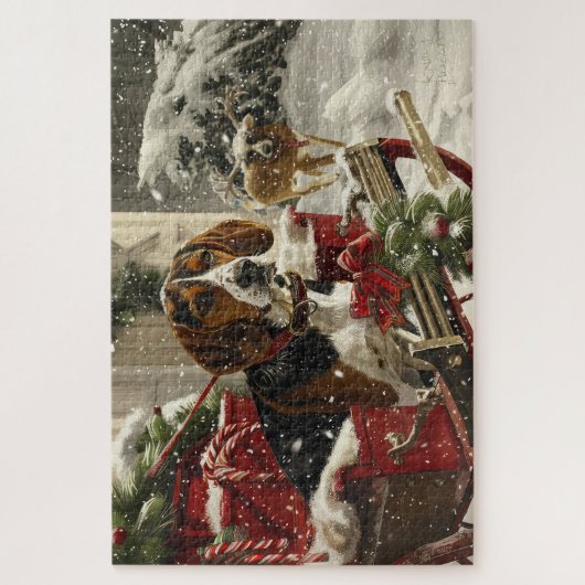 Treeing Walker Coonhound Hond Kerstfeest Legpuzzel (Verticaal)