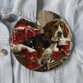 Treeing Walker Coonhound Hond Kerstfeest Ronde Button 6,0 Cm (In situ)