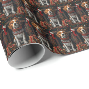 Treeing Walker Coonhound-hond met kerstcadeaus Cadeaupapier