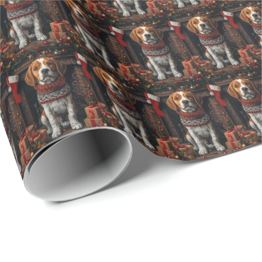 Treeing Walker Coonhound hond met kerstcadeaus Cadeaupapier (Rol Hoek)