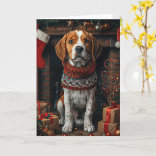 Treeing Walker Coonhound hond met kerstcadeaus Kaart