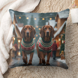 Treeing Walker Coonhound Honden Kerst Sneeuw Kussen