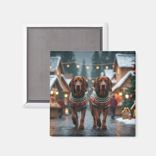 Treeing Walker Coonhound Honden Kerst Sneeuw Magneet (Voorkant / Achterkant)