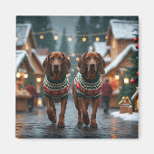 Treeing Walker Coonhound Honden Kerst Sneeuw Magneet (Voorkant)
