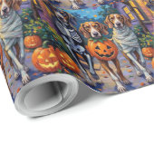 Treeing Walker Coonhound In Halloween Costumes Cadeaupapier (Rol Hoek)