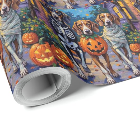 Treeing Walker Coonhound In Halloween Costumes Cadeaupapier (Rol Hoek)