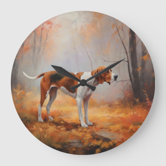 Treeing Walker Coonhound in herfstbladeren val Grote Klok (Voorkant)