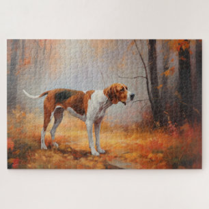 Treeing Walker Coonhound in herfstbladeren val Legpuzzel