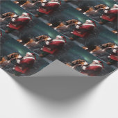 Treeing Walker Coonhound Kerstman Kerstmis Cadeaupapier (Hoek)