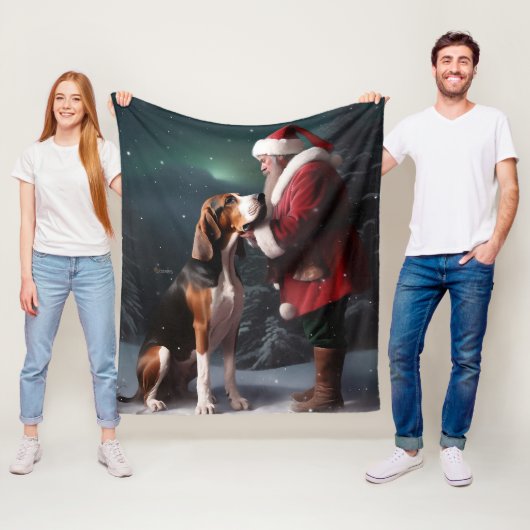 Treeing Walker Coonhound Kerstman Kerstmis Fleece Deken (In situ)