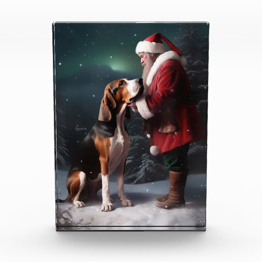 Treeing Walker Coonhound Kerstman Kerstmis Fotoblokken (Voorkant)