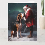 Treeing Walker Coonhound Kerstman Kerstmis Kaart (Voorkant)