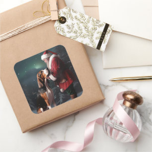 Treeing Walker Coonhound Kerstman Kerstmis Vierkante Sticker