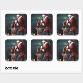 Treeing Walker Coonhound Kerstman Kerstmis Vierkante Sticker (Vel)