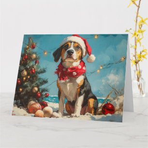 Treeing Walker Coonhound Kerstmis Vintage Strand Kaart