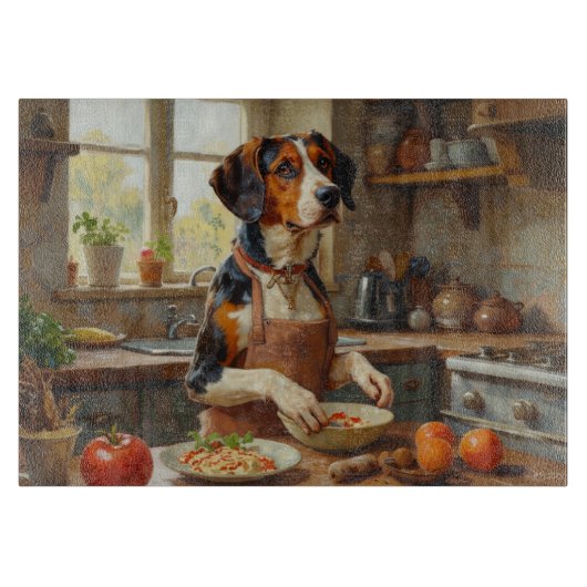 Treeing Walker Coonhound Kookt in Keuken Snijplank (Voorkant)