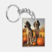 Treeing Walker Coonhound Puppy Herfst Pompoen Sleutelhanger (Voorkant Links)