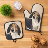 Treeing Walker Coonhound Schilderen Originele Hond Ovenwant & Pannenlap Set (Top down)